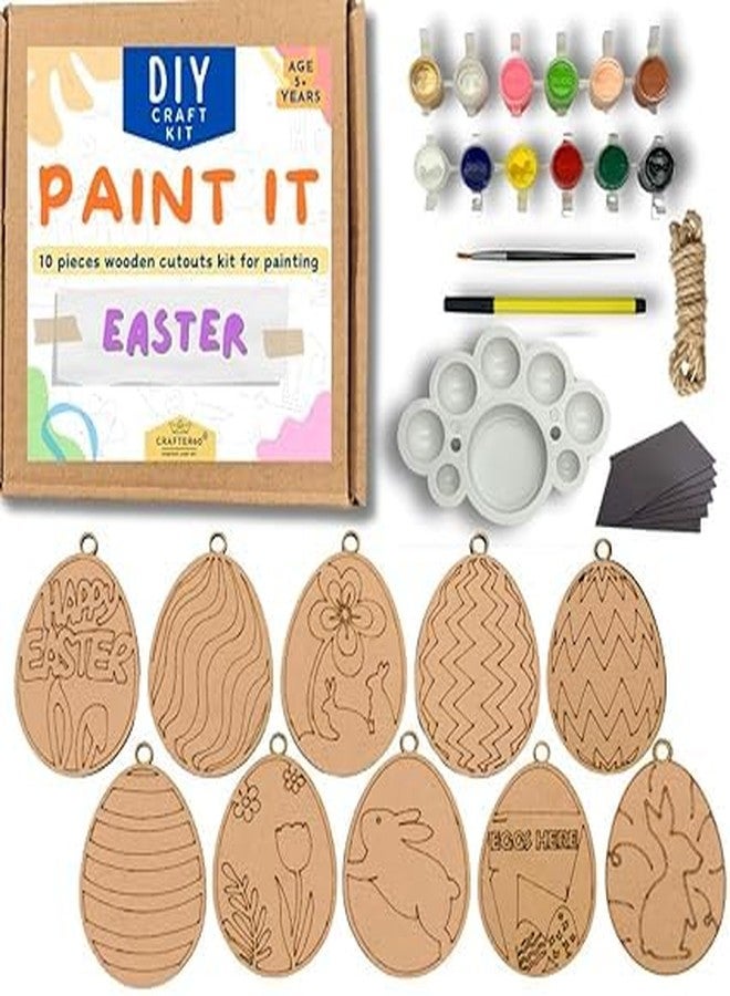 CRAFTER60 DIY Wooden Painting Kit for Kids 5+ - DIY Art & Craft Set with Paints, Brushes & Cutouts - Educational Creative Toy (Easter) - Image 1